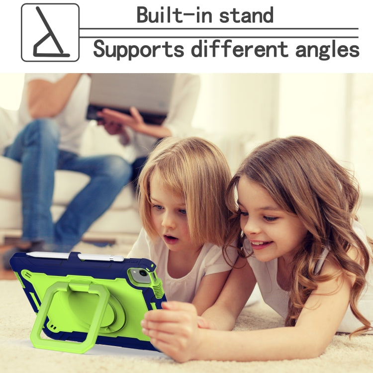 Contrast Color Shockproof Robot Silicone + PC Case with Wristband Holder For iPad Air 2022 / 2020 10.9(Navy Blue + Yellow-green) - iPad Air (2022) / (2020) 10.9 Cases by buy2fix | Online Shopping UK | buy2fix