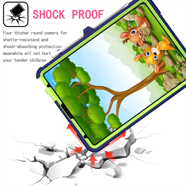 Contrast Color Shockproof Robot Silicone + PC Case with Wristband Holder For iPad Air 2022 / 2020 10.9(Navy Blue + Yellow-green) - iPad Air (2022) / (2020) 10.9 Cases by buy2fix | Online Shopping UK | buy2fix