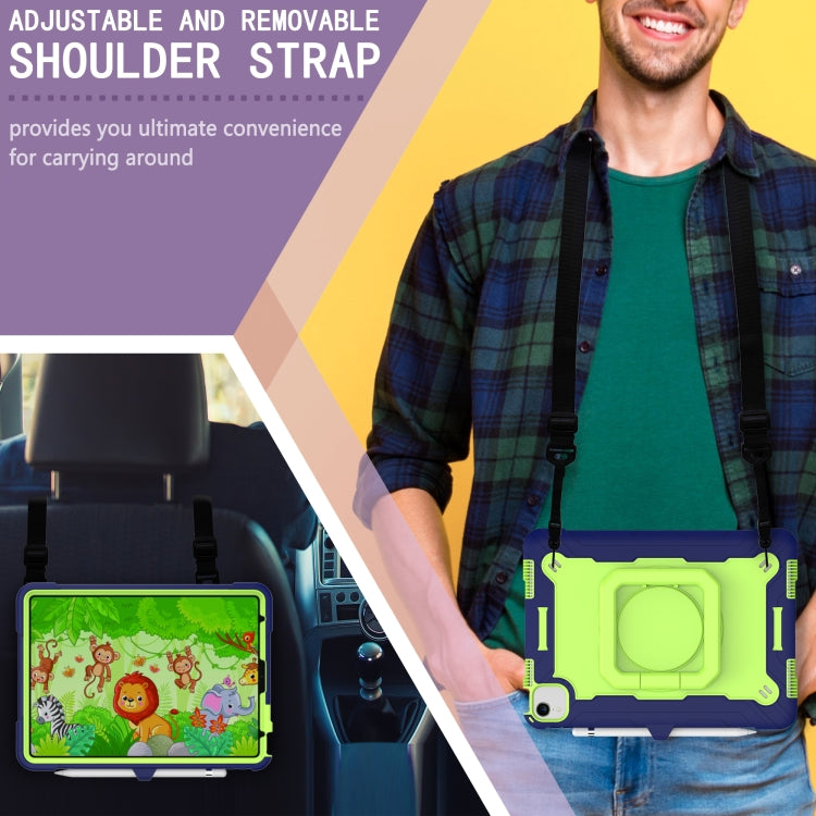 Contrast Color Shockproof Robot Silicone + PC Case with Wristband Holder For iPad Air 2022 / 2020 10.9(Navy Blue + Yellow-green) - iPad Air (2022) / (2020) 10.9 Cases by buy2fix | Online Shopping UK | buy2fix