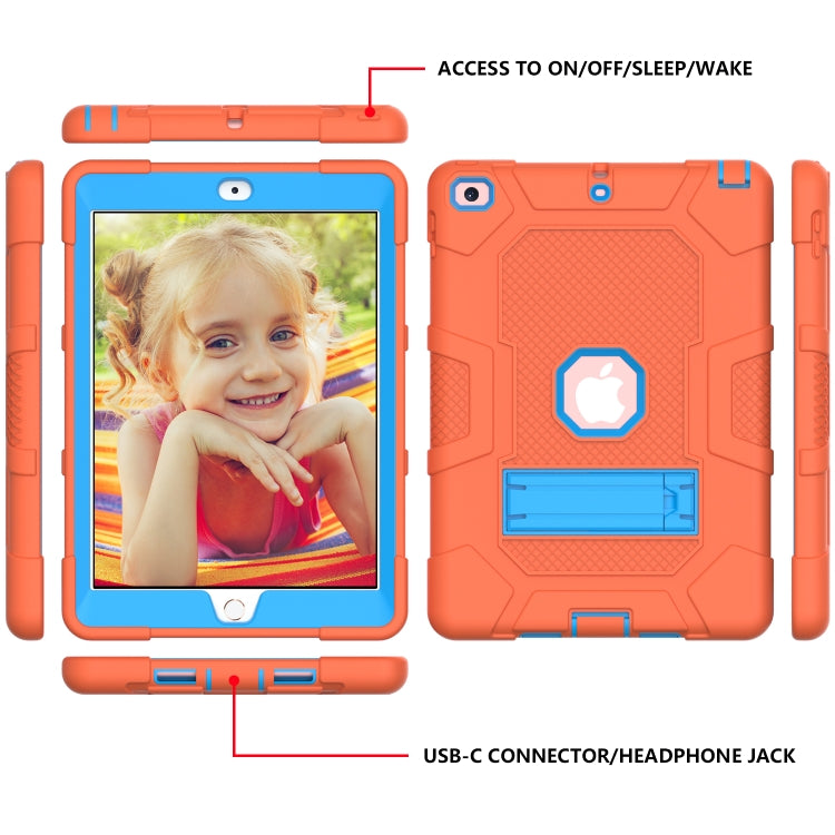 Contrast Color Robot Shockproof Silicone + PC Protective Case with Holder For iPad 9.7 (2018 / 2017)(Orange Blue) - iPad 9.7 (2018) & (2017) Cases by buy2fix | Online Shopping UK | buy2fix