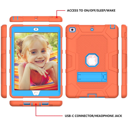 Contrast Color Robot Shockproof Silicone + PC Protective Case with Holder For iPad 9.7 (2018 / 2017)(Orange Blue) - iPad 9.7 (2018) & (2017) Cases by buy2fix | Online Shopping UK | buy2fix