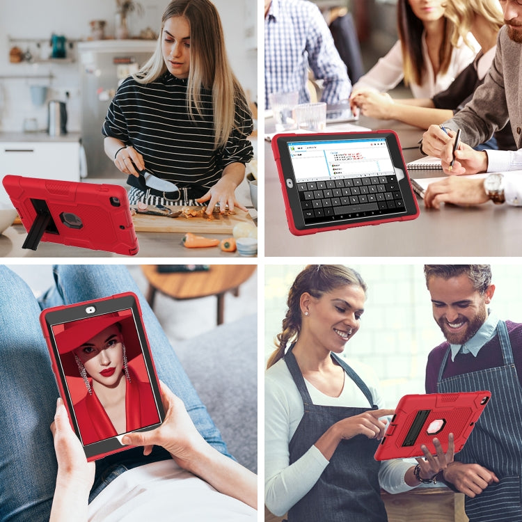 Contrast Color Robot Shockproof Silicone + PC Protective Case with Holder For iPad 9.7 (2018 / 2017)(Red Black) - iPad 9.7 (2018) & (2017) Cases by buy2fix | Online Shopping UK | buy2fix