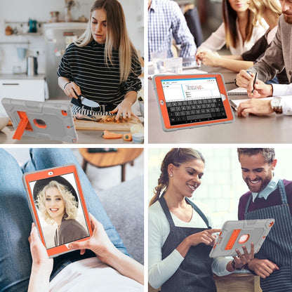 Contrast Color Robot Shockproof Silicone + PC Protective Case with Holder For iPad 9.7 (2018 / 2017)(Grey Orange) - iPad 9.7 (2018) & (2017) Cases by buy2fix | Online Shopping UK | buy2fix
