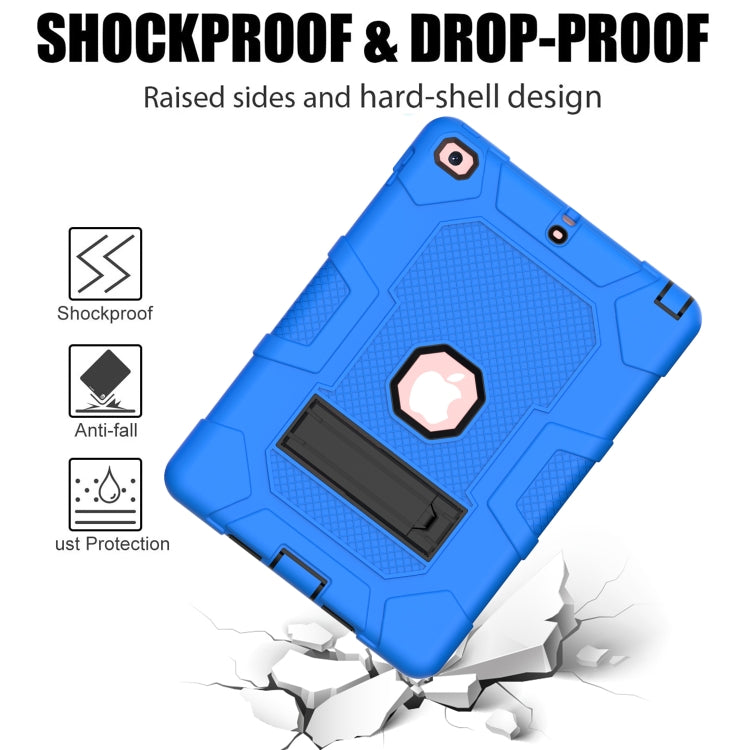 Contrast Color Robot Shockproof Silicone + PC Protective Case with Holder For iPad 9.7 (2018 / 2017)(Dark Blue Black) - iPad 9.7 (2018) & (2017) Cases by buy2fix | Online Shopping UK | buy2fix
