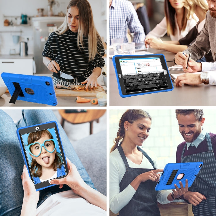 Contrast Color Robot Shockproof Silicone + PC Protective Case with Holder For iPad 9.7 (2018 / 2017)(Dark Blue Black) - iPad 9.7 (2018) & (2017) Cases by buy2fix | Online Shopping UK | buy2fix