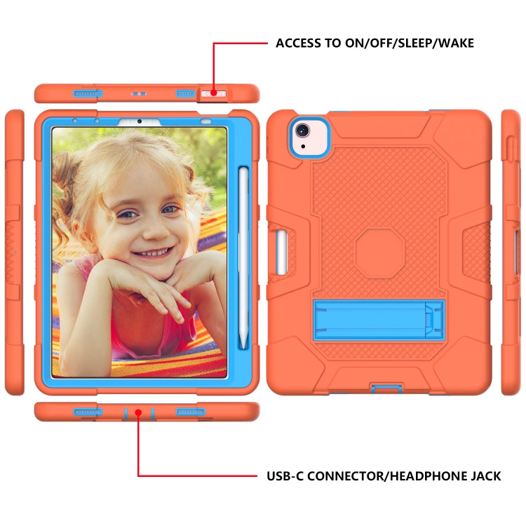 Contrast Color Robot Shockproof Silicone + PC Protective Case with Holder For iPad Air 2022 / 2020 10.9 inch(Orange Blue) - iPad Air (2022) / (2020) 10.9 Cases by buy2fix | Online Shopping UK | buy2fix