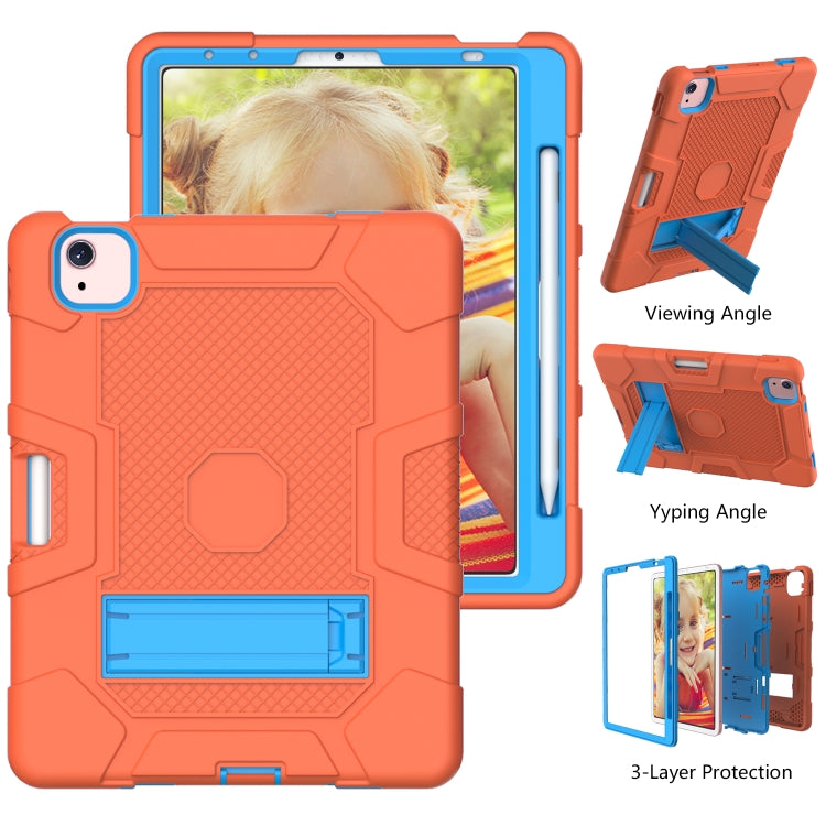 Contrast Color Robot Shockproof Silicone + PC Protective Case with Holder For iPad Air 2022 / 2020 10.9 inch(Orange Blue) - iPad Air (2022) / (2020) 10.9 Cases by buy2fix | Online Shopping UK | buy2fix