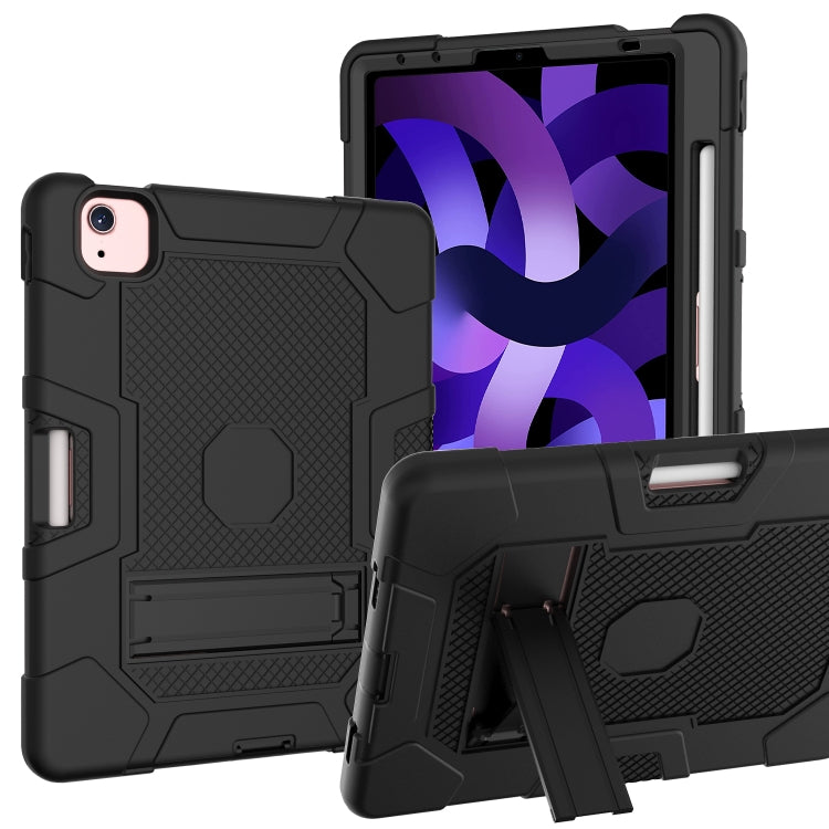 Contrast Color Robot Shockproof Silicone + PC Protective Case with Holder For iPad Air 2022 / 2020 10.9 inch(Black) - iPad Air (2022) / (2020) 10.9 Cases by buy2fix | Online Shopping UK | buy2fix