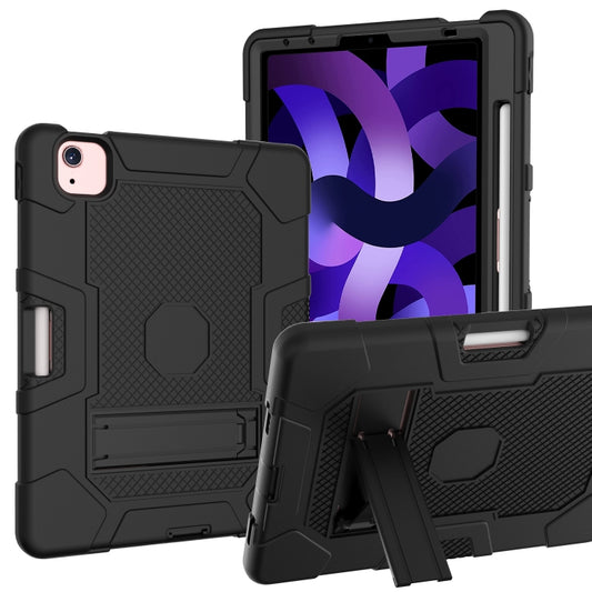 Contrast Color Robot Shockproof Silicone + PC Protective Case with Holder For iPad Air 2022 / 2020 10.9 inch(Black) - iPad Air (2022) / (2020) 10.9 Cases by buy2fix | Online Shopping UK | buy2fix