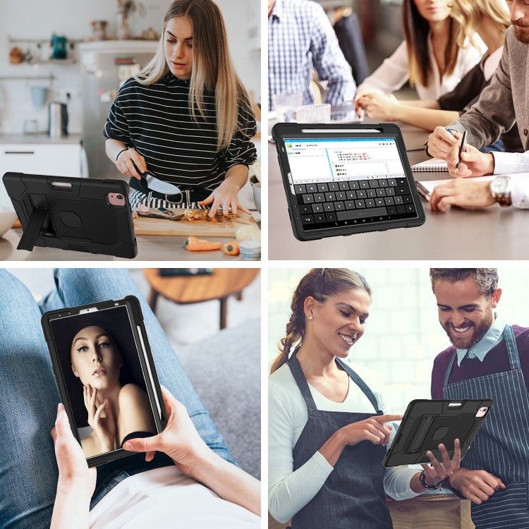 Contrast Color Robot Shockproof Silicone + PC Protective Case with Holder For iPad Air 2022 / 2020 10.9 inch(Black) - iPad Air (2022) / (2020) 10.9 Cases by buy2fix | Online Shopping UK | buy2fix