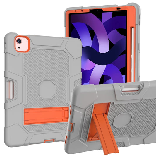Contrast Color Robot Shockproof Silicone + PC Protective Case with Holder For iPad Air 2022 / 2020 10.9 inch(Grey Orange) - iPad Air (2022) / (2020) 10.9 Cases by buy2fix | Online Shopping UK | buy2fix