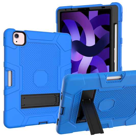 Contrast Color Robot Shockproof Silicone + PC Protective Case with Holder For iPad Air 2022 / 2020 10.9 inch(Dark Blue Black) - iPad Air (2022) / (2020) 10.9 Cases by buy2fix | Online Shopping UK | buy2fix