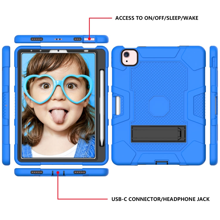 Contrast Color Robot Shockproof Silicone + PC Protective Case with Holder For iPad Air 2022 / 2020 10.9 inch(Dark Blue Black) - iPad Air (2022) / (2020) 10.9 Cases by buy2fix | Online Shopping UK | buy2fix
