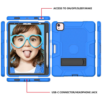 Contrast Color Robot Shockproof Silicone + PC Protective Case with Holder For iPad Air 2022 / 2020 10.9 inch(Dark Blue Black) - iPad Air (2022) / (2020) 10.9 Cases by buy2fix | Online Shopping UK | buy2fix