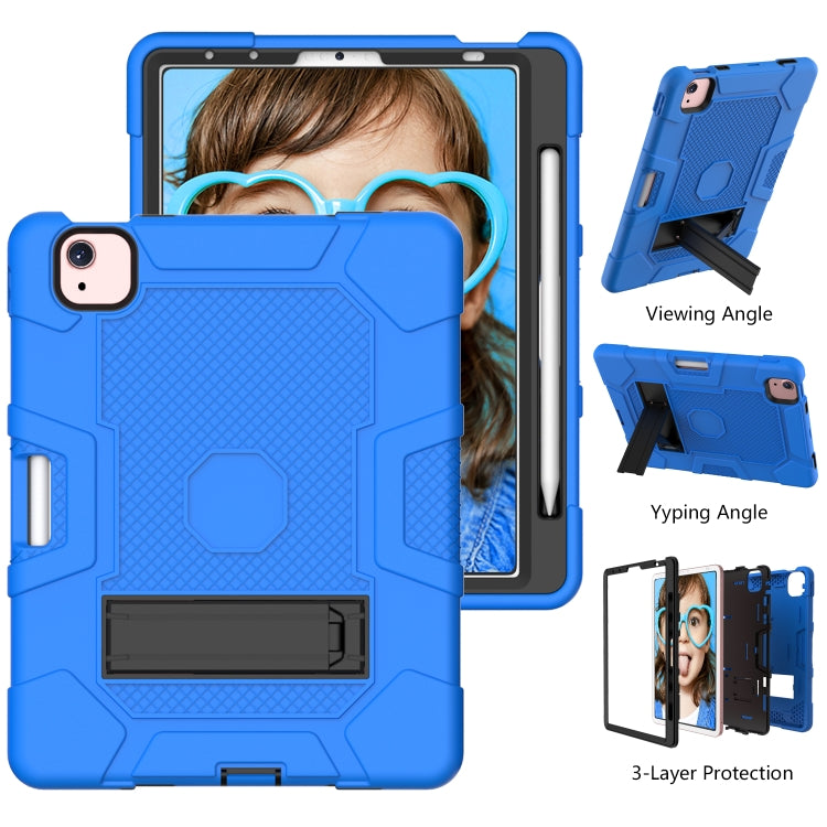 Contrast Color Robot Shockproof Silicone + PC Protective Case with Holder For iPad Air 2022 / 2020 10.9 inch(Dark Blue Black) - iPad Air (2022) / (2020) 10.9 Cases by buy2fix | Online Shopping UK | buy2fix