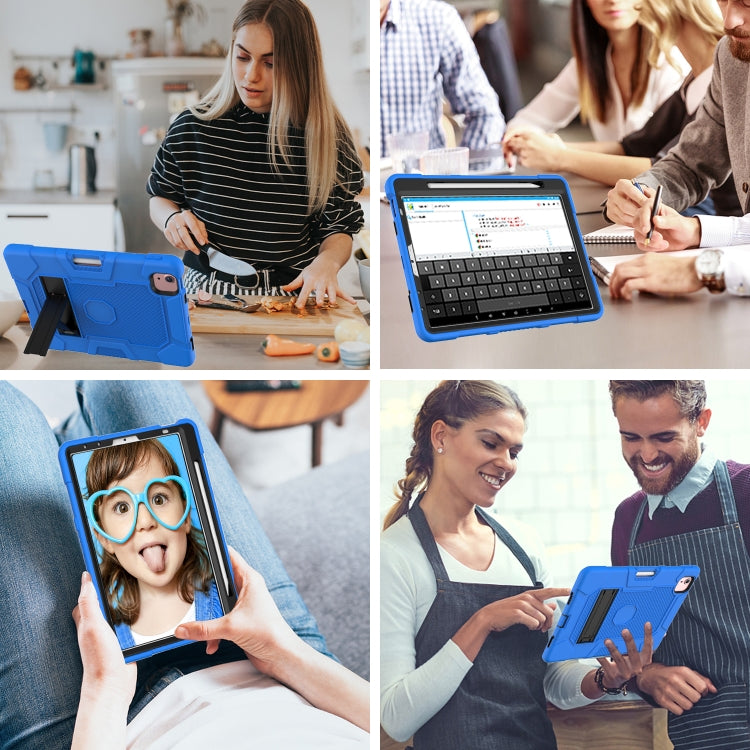 Contrast Color Robot Shockproof Silicone + PC Protective Case with Holder For iPad Air 2022 / 2020 10.9 inch(Dark Blue Black) - iPad Air (2022) / (2020) 10.9 Cases by buy2fix | Online Shopping UK | buy2fix