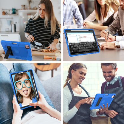 Contrast Color Robot Shockproof Silicone + PC Protective Case with Holder For iPad Air 2022 / 2020 10.9 inch(Dark Blue Black) - iPad Air (2022) / (2020) 10.9 Cases by buy2fix | Online Shopping UK | buy2fix