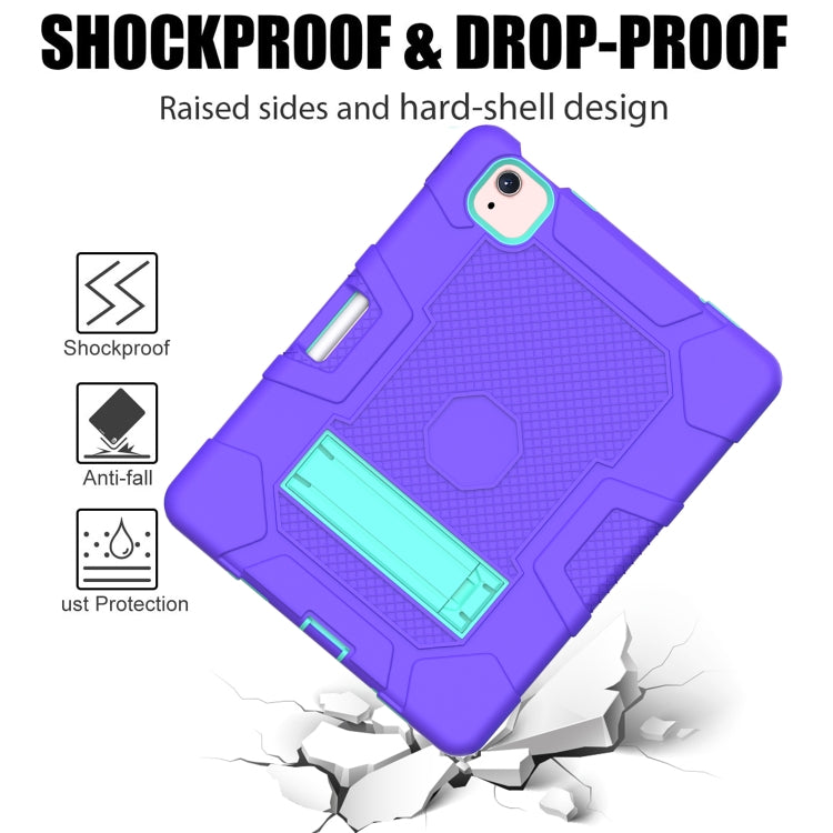 Contrast Color Robot Shockproof Silicone + PC Protective Case with Holder For iPad Air 2022 / 2020 10.9 inch(Purple Mint Green) - iPad Air (2022) / (2020) 10.9 Cases by buy2fix | Online Shopping UK | buy2fix