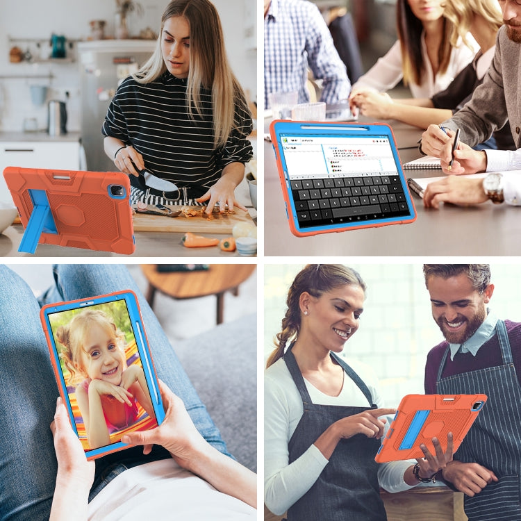 For iPad Pro 12.9 inch (2020) Contrast Color Robot Shockproof Silicone + PC Protective Tablet Case with Holder(Orange Blue) - iPad Pro 12.9 (2020) Cases by buy2fix | Online Shopping UK | buy2fix