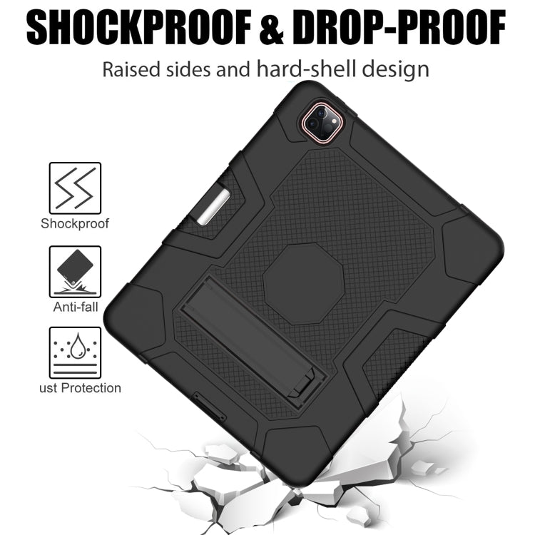 For iPad Pro 12.9 inch (2020) Contrast Color Robot Shockproof Silicone + PC Protective Tablet Case with Holder(Black) - iPad Pro 12.9 (2020) Cases by buy2fix | Online Shopping UK | buy2fix