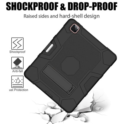 For iPad Pro 12.9 inch (2020) Contrast Color Robot Shockproof Silicone + PC Protective Tablet Case with Holder(Black) - iPad Pro 12.9 (2020) Cases by buy2fix | Online Shopping UK | buy2fix