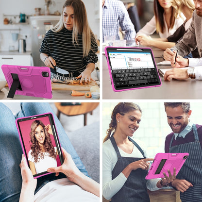 For iPad Pro 12.9 inch (2020) Contrast Color Robot Shockproof Silicone + PC Protective Tablet Case with Holder(Rose Red Black) - iPad Pro 12.9 (2020) Cases by buy2fix | Online Shopping UK | buy2fix