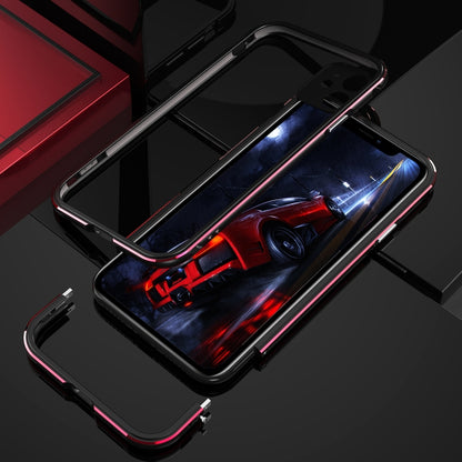 For iPhone 11 Aurora Series Lens Protector + Metal Frame Protective Case (Black Red) - iPhone 11 Cases by buy2fix | Online Shopping UK | buy2fix