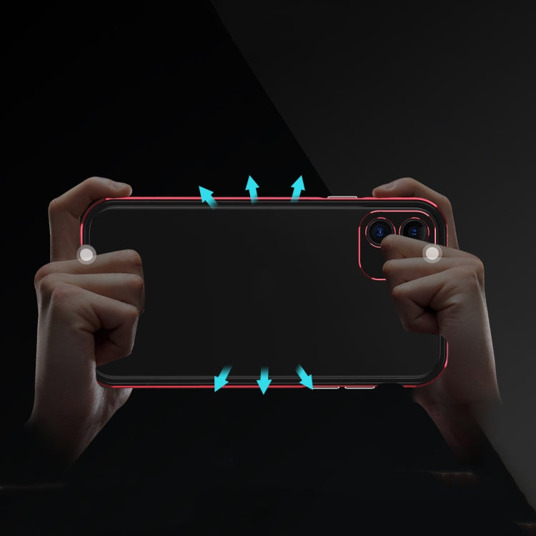 For iPhone 11 Aurora Series Lens Protector + Metal Frame Protective Case (Black Red) - iPhone 11 Cases by buy2fix | Online Shopping UK | buy2fix