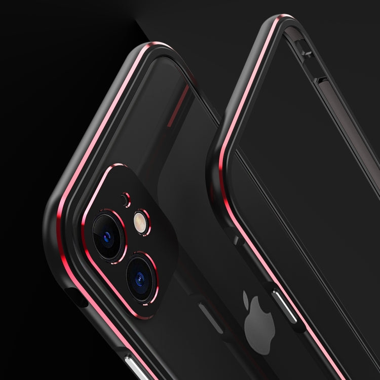 For iPhone 11 Pro Aurora Series Lens Protector + Metal Frame Protective Case (Black Red) - iPhone 11 Pro Cases by buy2fix | Online Shopping UK | buy2fix