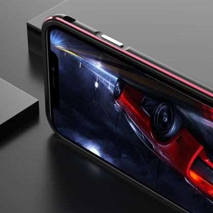 For iPhone 11 Pro Aurora Series Lens Protector + Metal Frame Protective Case (Black Red) - iPhone 11 Pro Cases by buy2fix | Online Shopping UK | buy2fix