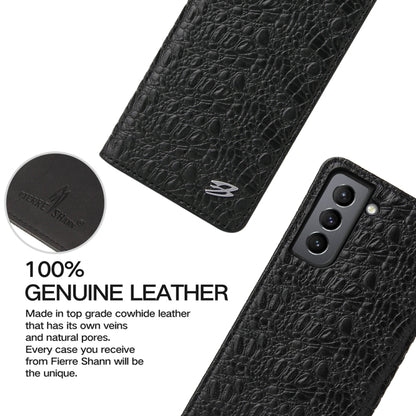 For Samsung Galaxy S21 5G Fierre Shann Crocodile Texture Magnetic Horizontal Flip Genuine Leather Case with Holder & Card Slot(Black) - Galaxy S21 5G Cases by FIERRE SHANN | Online Shopping UK | buy2fix