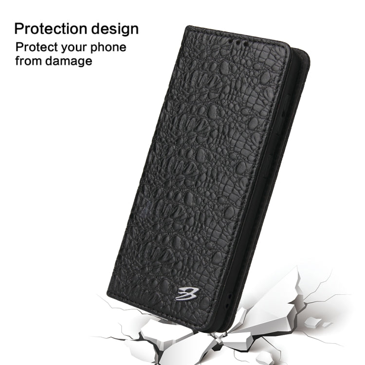 For Samsung Galaxy S21 5G Fierre Shann Crocodile Texture Magnetic Horizontal Flip Genuine Leather Case with Holder & Card Slot(Black) - Galaxy S21 5G Cases by FIERRE SHANN | Online Shopping UK | buy2fix