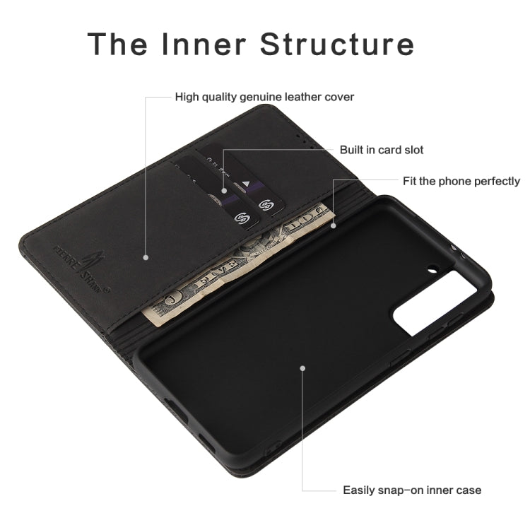 For Samsung Galaxy S21+ 5G Fierre Shann Crocodile Texture Magnetic Horizontal Flip Genuine Leather Case with Holder & Card Slot(Black) - Galaxy S21+ 5G Cases by FIERRE SHANN | Online Shopping UK | buy2fix
