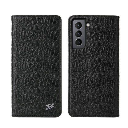 For Samsung Galaxy S21 Ultra 5G Fierre Shann Crocodile Texture Magnetic Horizontal Flip Genuine Leather Case with Holder & Card Slot(Black) - Galaxy S21 Ultra 5G Cases by FIERRE SHANN | Online Shopping UK | buy2fix
