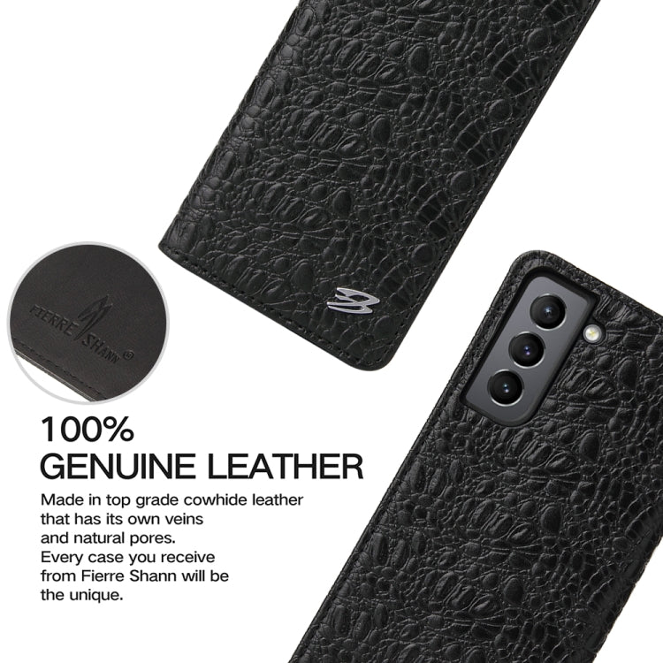 For Samsung Galaxy S21 Ultra 5G Fierre Shann Crocodile Texture Magnetic Horizontal Flip Genuine Leather Case with Holder & Card Slot(Black) - Galaxy S21 Ultra 5G Cases by FIERRE SHANN | Online Shopping UK | buy2fix