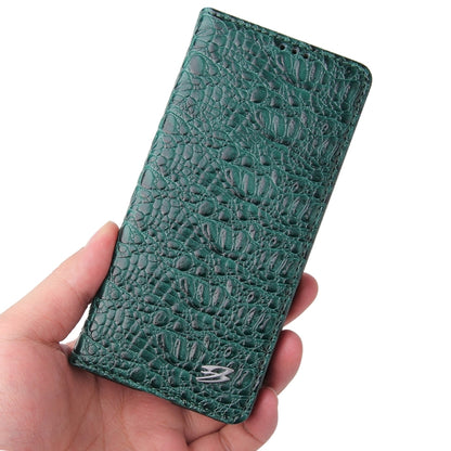 For Samsung Galaxy S21 Ultra 5G Fierre Shann Crocodile Texture Magnetic Horizontal Flip Genuine Leather Case with Holder & Card Slot(Green) - Galaxy S21 Ultra 5G Cases by FIERRE SHANN | Online Shopping UK | buy2fix