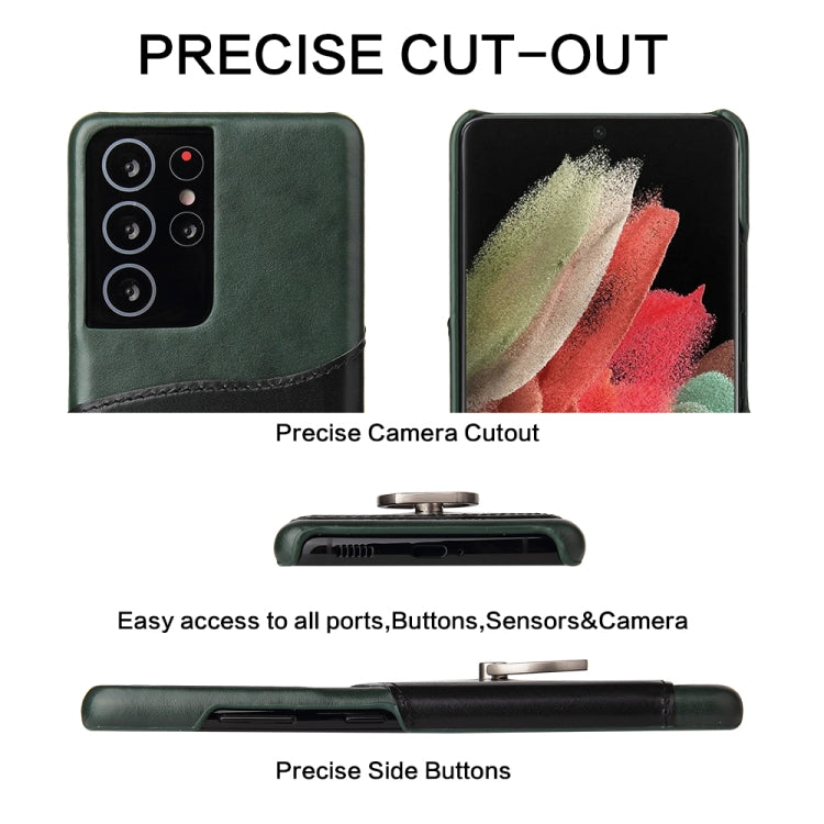 For Samsung Galaxy S21+ 5G Fierre Shann Oil Wax Texture Genuine Leather Back Cover Case with 360 Degree Rotation Holder & Card Slot(Black) - Galaxy S21+ 5G Cases by FIERRE SHANN | Online Shopping UK | buy2fix