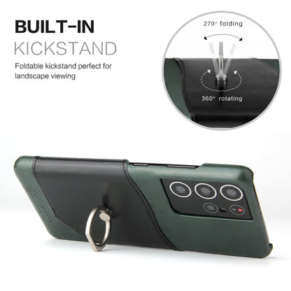 For Samsung Galaxy S21+ 5G Fierre Shann Oil Wax Texture Genuine Leather Back Cover Case with 360 Degree Rotation Holder & Card Slot(Black) - Galaxy S21+ 5G Cases by FIERRE SHANN | Online Shopping UK | buy2fix