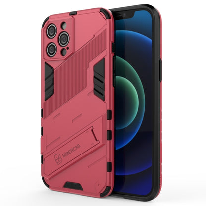 For iPhone 12 Pro Max Punk Armor 2 in 1 PC + TPU Shockproof Case with Invisible Holder(Light Red) by buy2fix