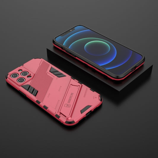 For iPhone 12 Pro Max Punk Armor 2 in 1 PC + TPU Shockproof Case with Invisible Holder(Light Red) by buy2fix