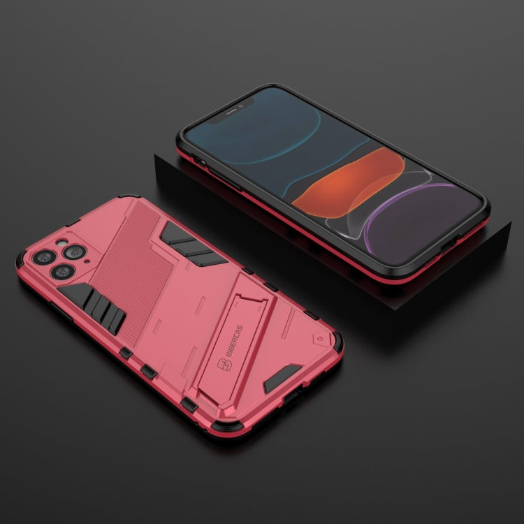 For iPhone 11 Pro Max Punk Armor 2 in 1 PC + TPU Shockproof Case with Invisible Holder (Light Red) by buy2fix