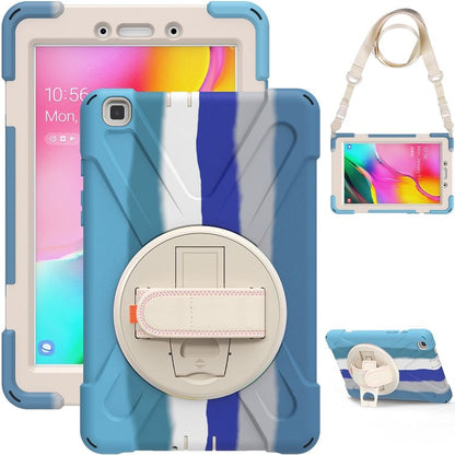 For Samsung Galaxy Tab A 8.0 (2019) T290 / T295 Shockproof Colorful Silicone + PC Protective Case with Holder & Shoulder Strap & Hand Strap (Blue) - Other Galaxy Tab PC by buy2fix | Online Shopping UK | buy2fix