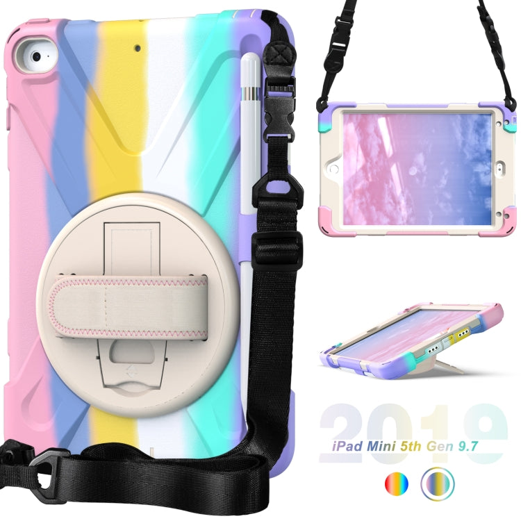 Shockproof Colorful Silicone + PC Protective Case with Holder & Shoulder Strap & Hand Strap For iPad Mini (2019)(Pink) - iPad mini (2019) / mini 5 Cases by buy2fix | Online Shopping UK | buy2fix