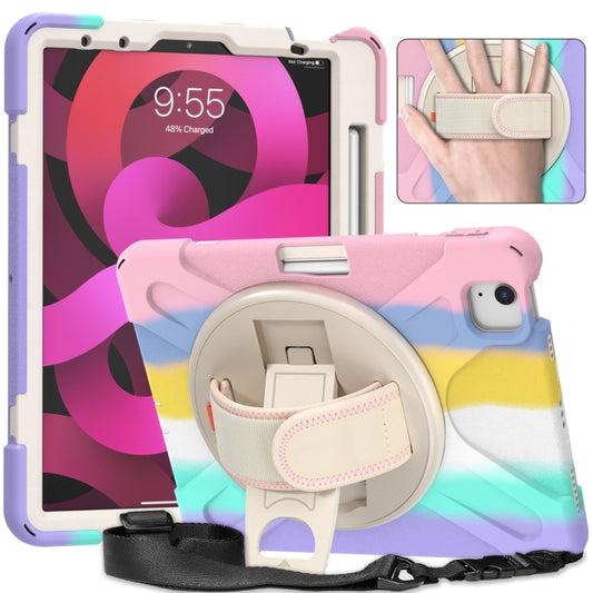 Shockproof Colorful Silicone + PC Protective Case with Holder & Shoulder Strap & Hand Strap For iPad Air 2022 / 2020 10.9(Pink) - iPad Air (2022) / (2020) 10.9 Cases by buy2fix | Online Shopping UK | buy2fix