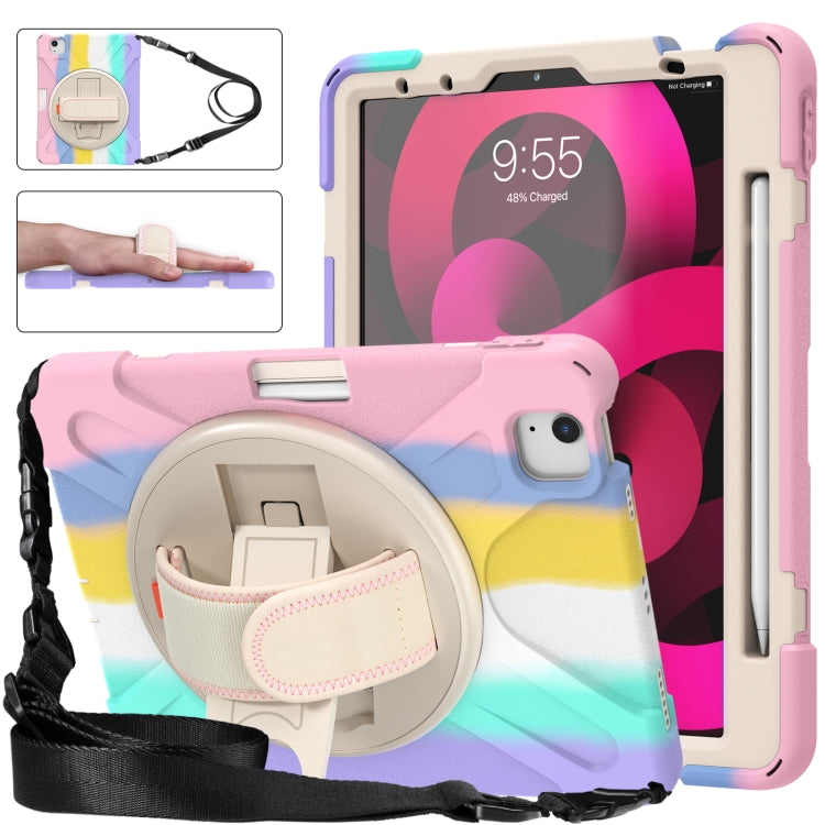 Shockproof Colorful Silicone + PC Protective Case with Holder & Shoulder Strap & Hand Strap For iPad Air 2022 / 2020 10.9(Pink) - iPad Air (2022) / (2020) 10.9 Cases by buy2fix | Online Shopping UK | buy2fix