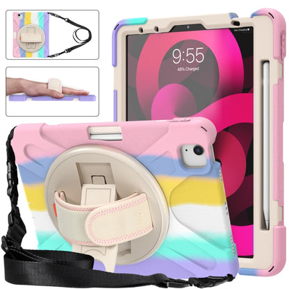 Shockproof Colorful Silicone + PC Protective Case with Holder & Shoulder Strap & Hand Strap For iPad Air 2022 / 2020 10.9(Pink) - iPad Air (2022) / (2020) 10.9 Cases by buy2fix | Online Shopping UK | buy2fix