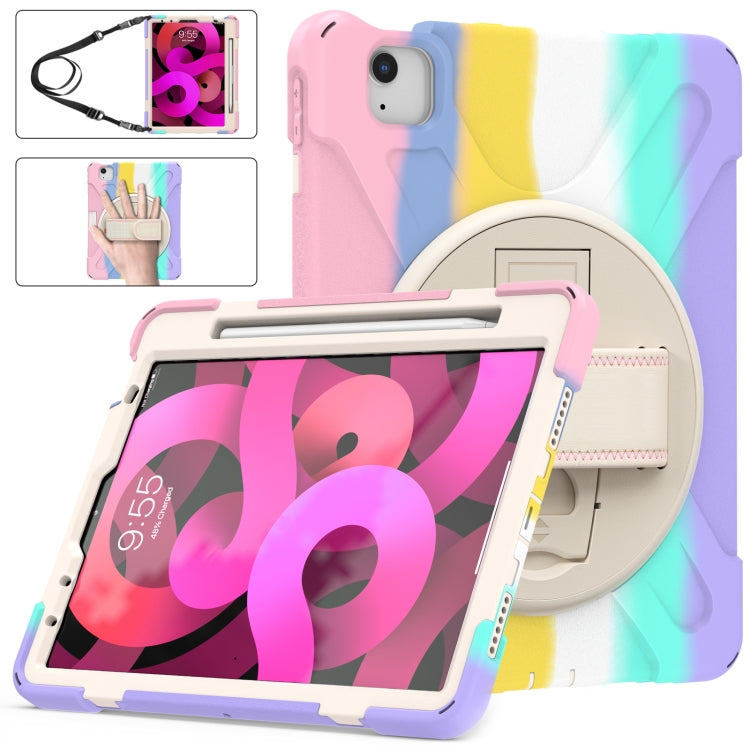 Shockproof Colorful Silicone + PC Protective Case with Holder & Shoulder Strap & Hand Strap For iPad Air 2022 / 2020 10.9(Pink) - iPad Air (2022) / (2020) 10.9 Cases by buy2fix | Online Shopping UK | buy2fix