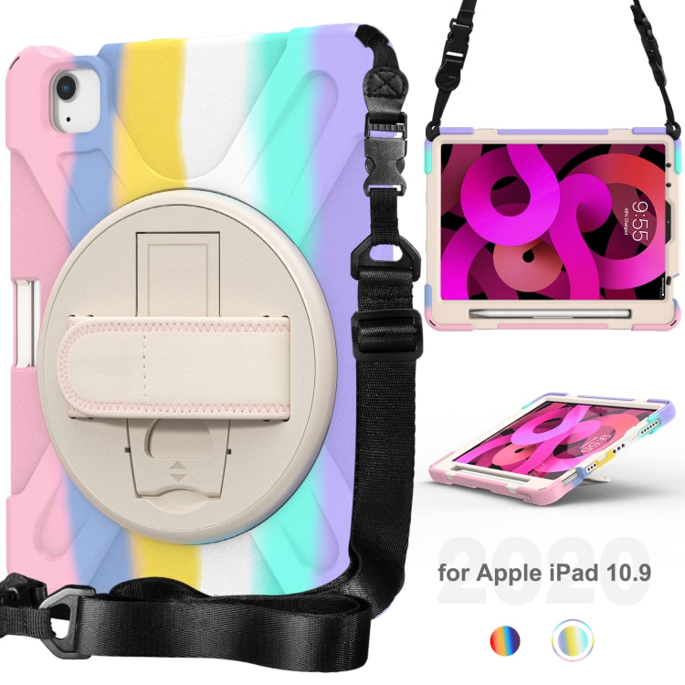 Shockproof Colorful Silicone + PC Protective Case with Holder & Shoulder Strap & Hand Strap For iPad Air 2022 / 2020 10.9(Pink) - iPad Air (2022) / (2020) 10.9 Cases by buy2fix | Online Shopping UK | buy2fix