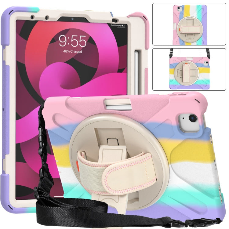 Shockproof Colorful Silicone + PC Protective Case with Holder & Shoulder Strap & Hand Strap For iPad Air 2022 / 2020 10.9(Pink) - iPad Air (2022) / (2020) 10.9 Cases by buy2fix | Online Shopping UK | buy2fix