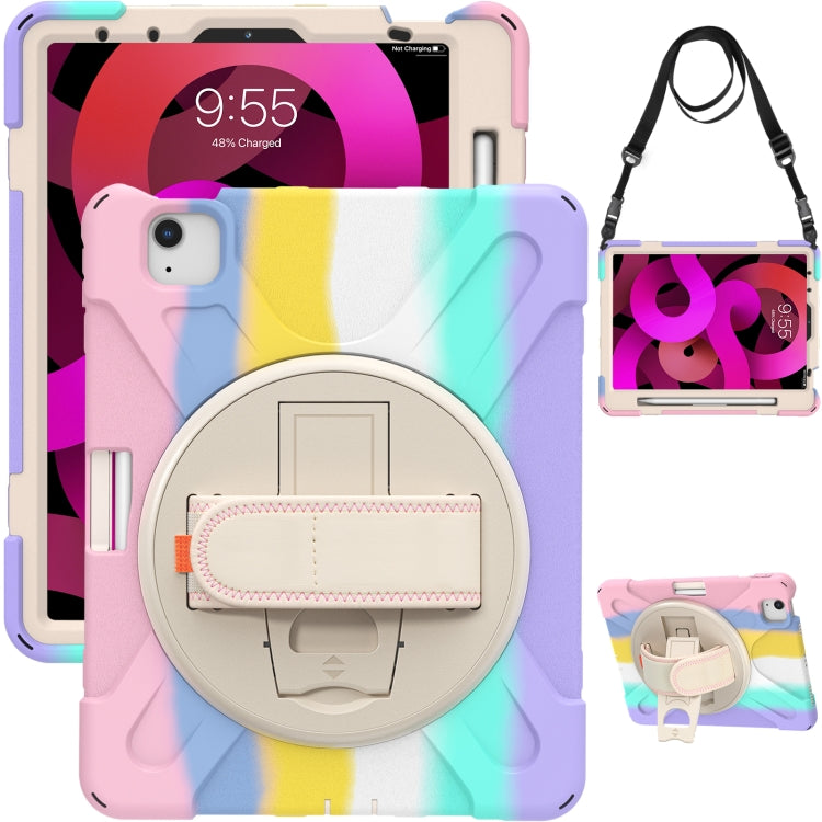 Shockproof Colorful Silicone + PC Protective Case with Holder & Shoulder Strap & Hand Strap For iPad Air 2022 / 2020 10.9(Pink) - iPad Air (2022) / (2020) 10.9 Cases by buy2fix | Online Shopping UK | buy2fix